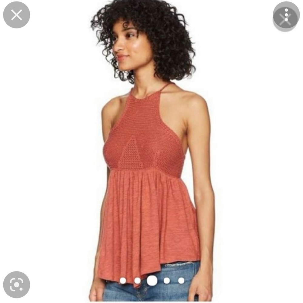 Free People Crocheted Rust Colored Tank Size Small